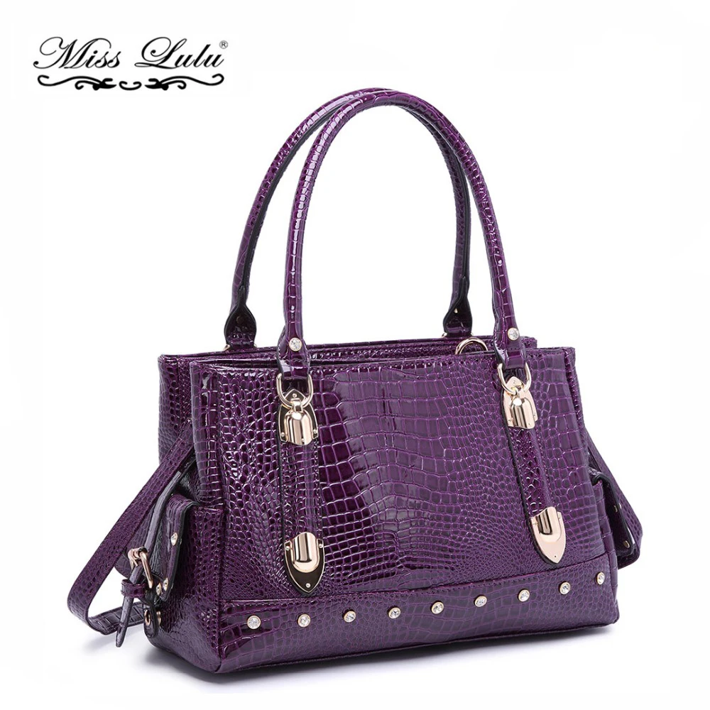 

Miss Lulu Women Designer Crocodile PU Leather Large Shoulder Handbag Ladies Fashion Tote Girls Cross Body Messenger Bags LH6642