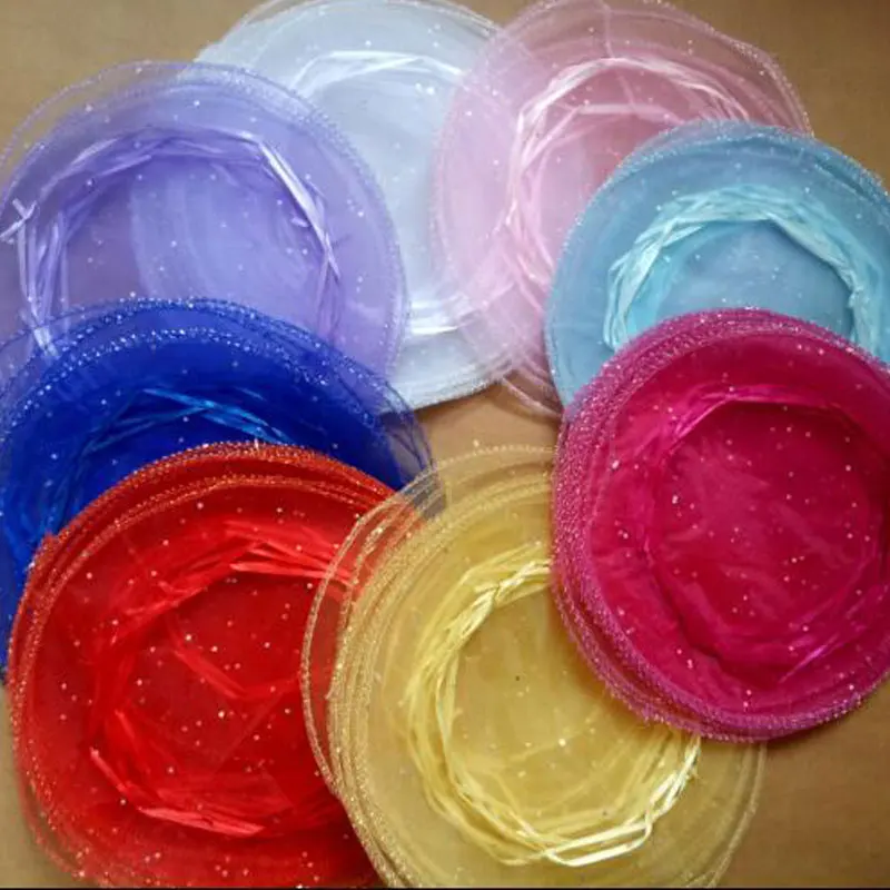 

500pcs 26/35 /40cm diameter gauze bag drawstring pouch wedding birthday Christmas candy gift bag display bag Round Organza bag