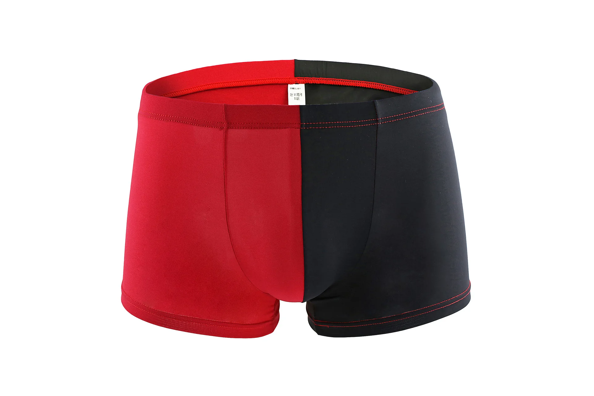 Мужское шелковое сексуальное нижнее белье боксеры шорты нижнее белье мужские Бесшовные u-выпуклые двухцветные Лоскутные боксеры Cueca Homme - Цвет: Red Black