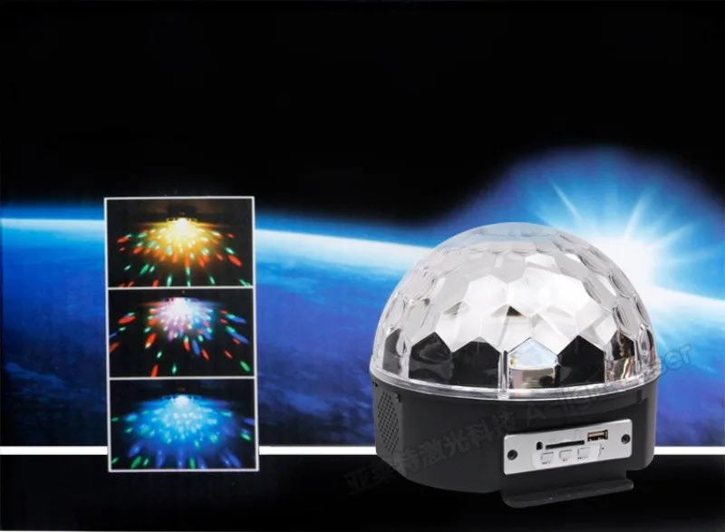 

6 Colors RGB MP3 Magic Crystal Ball LED Music Stage Lamp with USB Disk Remote Control Laser Light Home Party Lighting Effect
