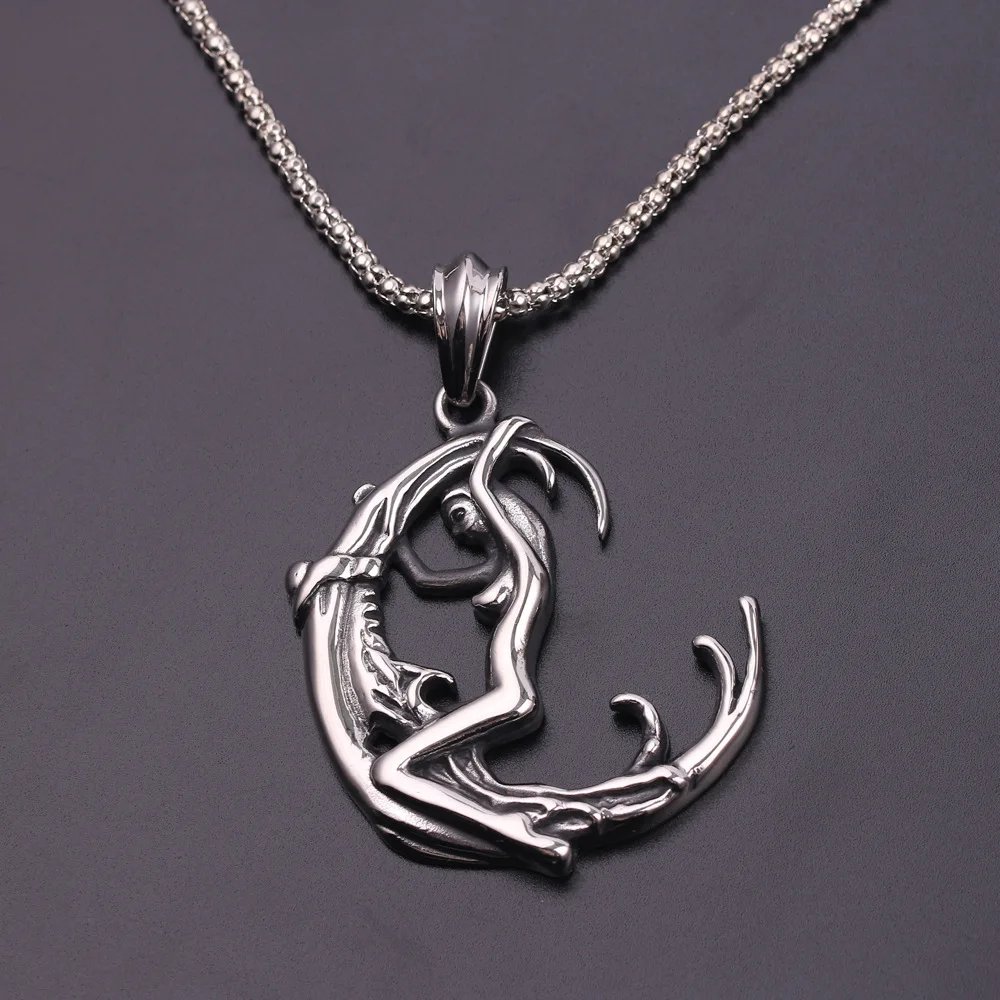 Crescent Moon Goddess Wicca колдовство ведьма Готический волшебный амулет талисман мужской