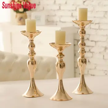 

Gold wedding candle holders Europe style flower vases 3pcs/set home decoration party/dinnerware Express free shipping