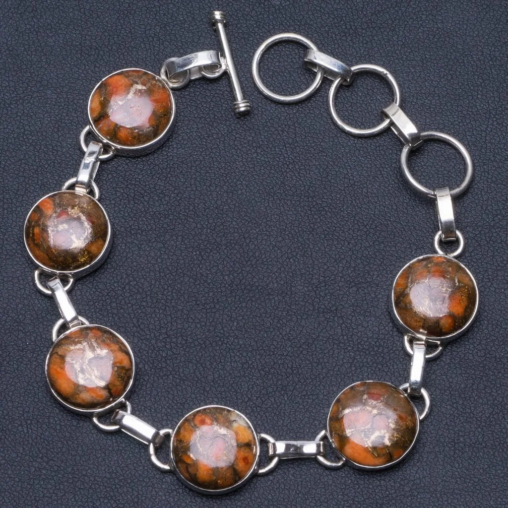 

Natural Variscite 925 Sterling Silver Bracelet 7-8 1/4" P2079