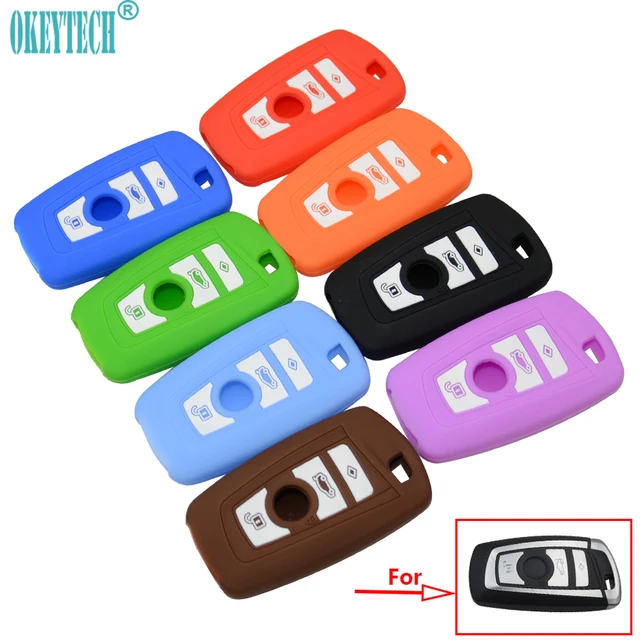 OkeyTech Silicone Car Key Cover Case For BMW 1 2 3 5 7 Series F10 F20 F30 335 328 535 650 Remote Key Shell 3 Buttons Car-Styling