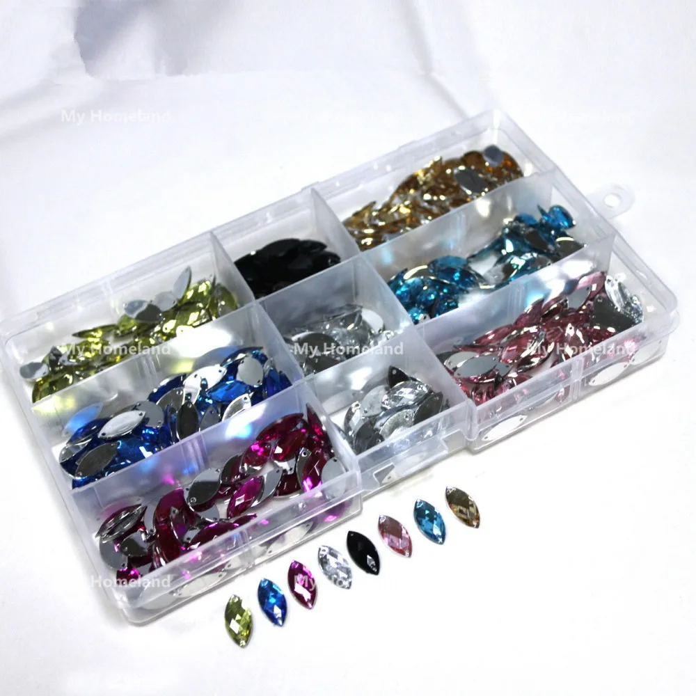 390pcs Colorful Clear Rhinestone Buttons Square Sewing Buttons Flatback