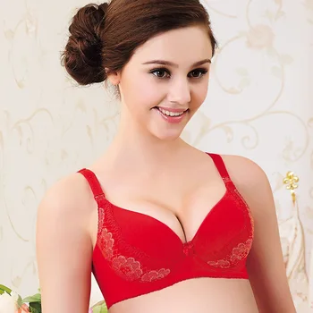 

2020 New Big Red Pregnant Women Underwear Red Nursing Bras with Underwire Prevent Festive Wedding Clothing 92053