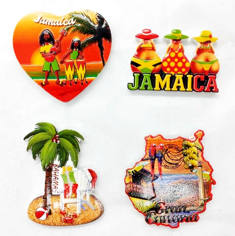 

New Handmade Painted Jamaican Folk Hand Drums 3D Fridge Magnets Tourism Souvenirs Refrigerator Magnetic Stickers Gift