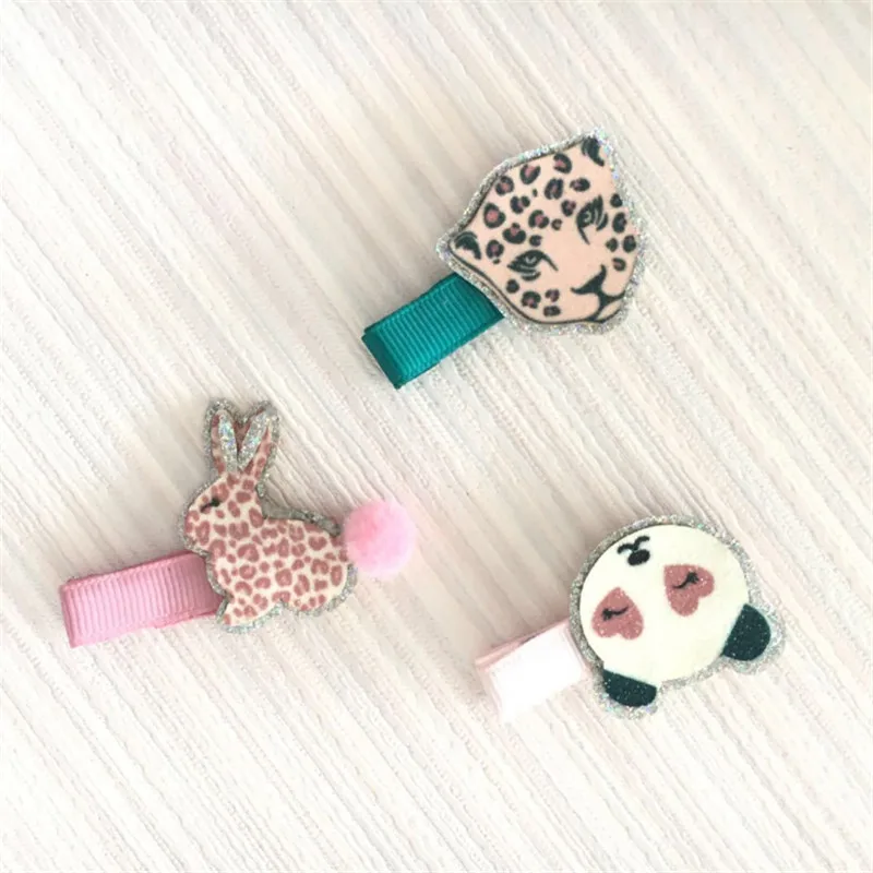 

15pcs/lot Children Panda Leopard Rabbit Hair Clips Cartoon Hairpins Cute Kids Girls Animal Barrettes Hair Accessories Headwear
