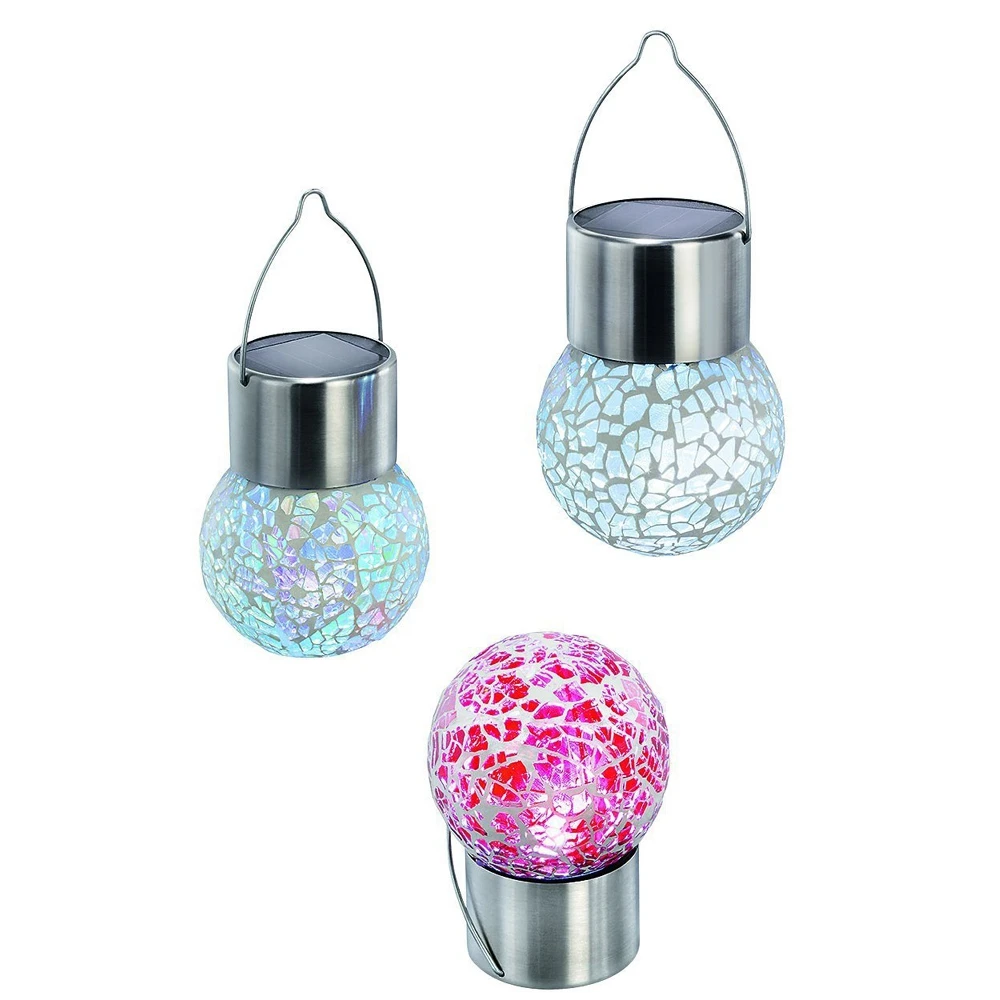 Chiclits LED Solar Powered Glass Ball Lamp Crack Solar Hanging Crackle Ball Light for Garden Decoration Night lighting (12)