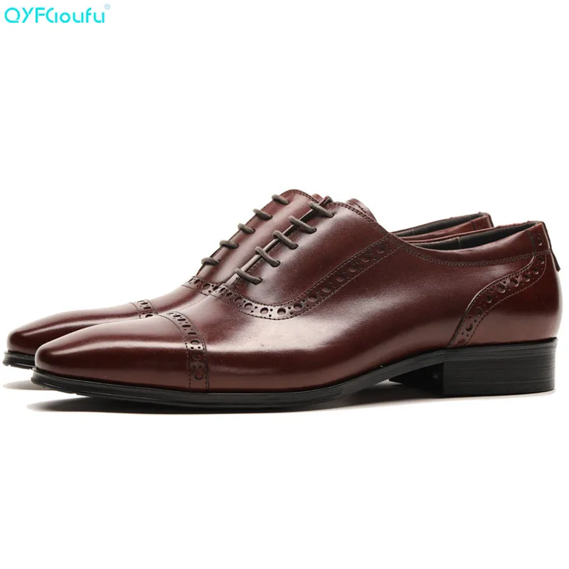 

Italian Man Shoes Vintage Luxury Oxfords Shoes For Men Formal Shoes Genuine Leather Fingertip Cap Office Dress Shoes