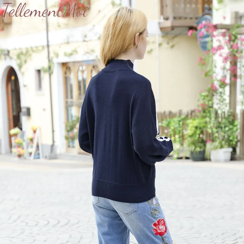 Contrast Oversized Knitted Sweater Women Turtleneck Pullovers Striped Sweatshirt Batwing Long Sleeve Jumpers Knitted Tops Female Contrast Oversized Knitted Sweater Women Turtleneck Pullovers Striped Sweatshirt Batwing Long Sleeve Jumpers Knitted Tops Female