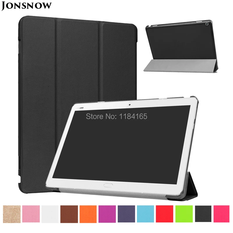 KTG1214_1_Ultra thin 3 fold Leather Case with Smart Sleep Cover & Stand for Huawei MediaPad M3 Lite 10 protective cover skin case