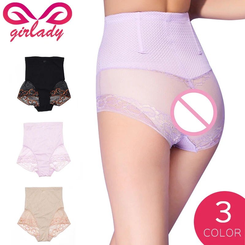 GIRLADY Высокая талия живот прикладом Lifter сексуальное кружево тела Горячая Shaper скольжения Управление трусики Для женщин тонкая талия