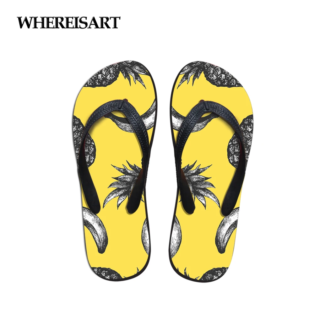 

WHEREISTAR 2019 New Women Flip Flops Fashion Slippers Banana Pattern Print Cartoon Anti Slip Female Sandals Beach Shoes Slides