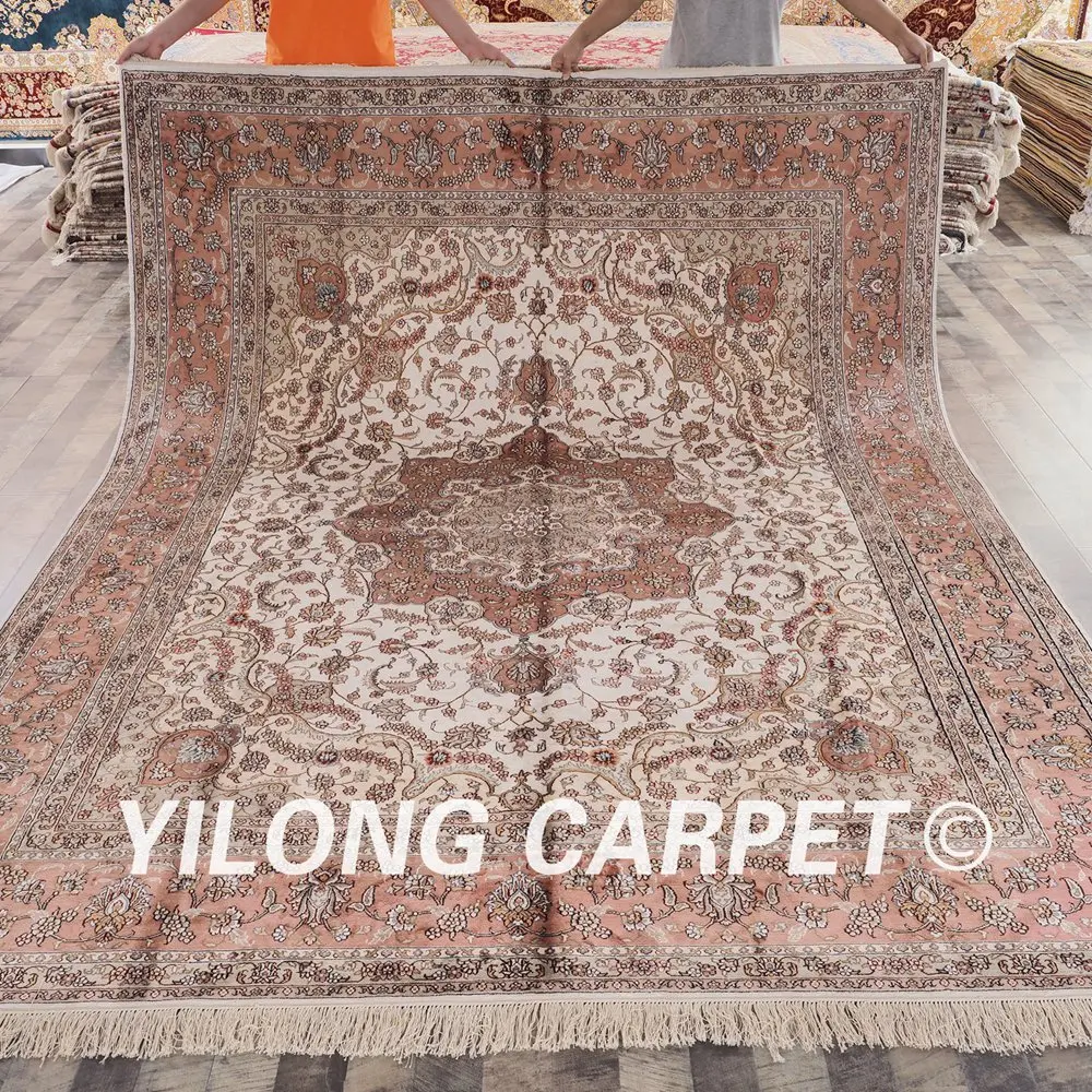 YILONG 8'x10' восточные Элегантные украшения для дома прочные и удобные шелковые ковры ручной работы(ZW022M8x10