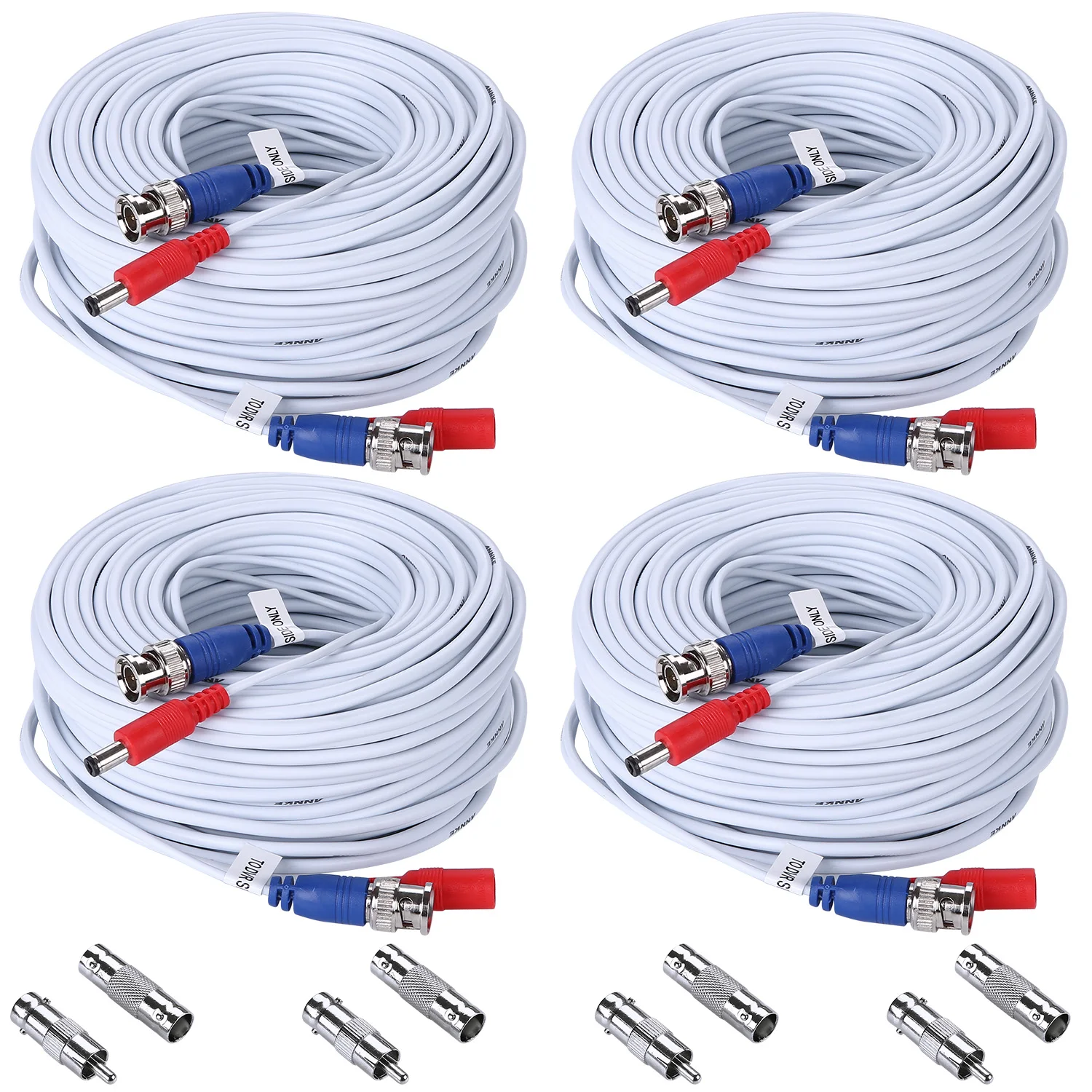 SANNCE 4 Pack 30M 100ft CCTV Cable BNC + DC Plug Video Power Cable For Wire AHD Camera And DVR Surveillance System Accessories