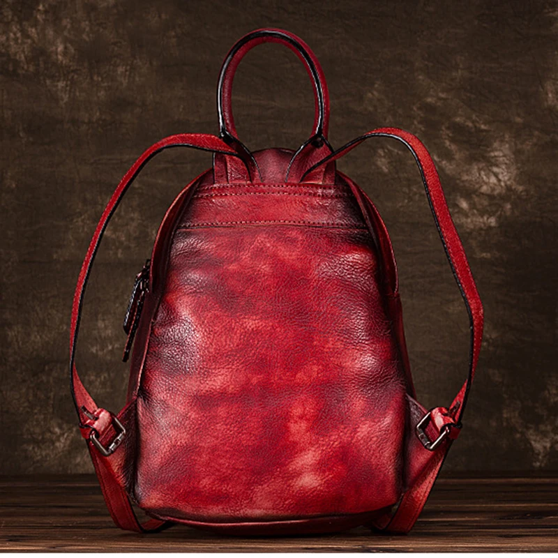 Женский рюкзак из натуральной кожи, цветная маленькая Геометрическая дорожная сумка в стиле пэчворк, винтажный рюкзак из натуральной воловьей кожи
