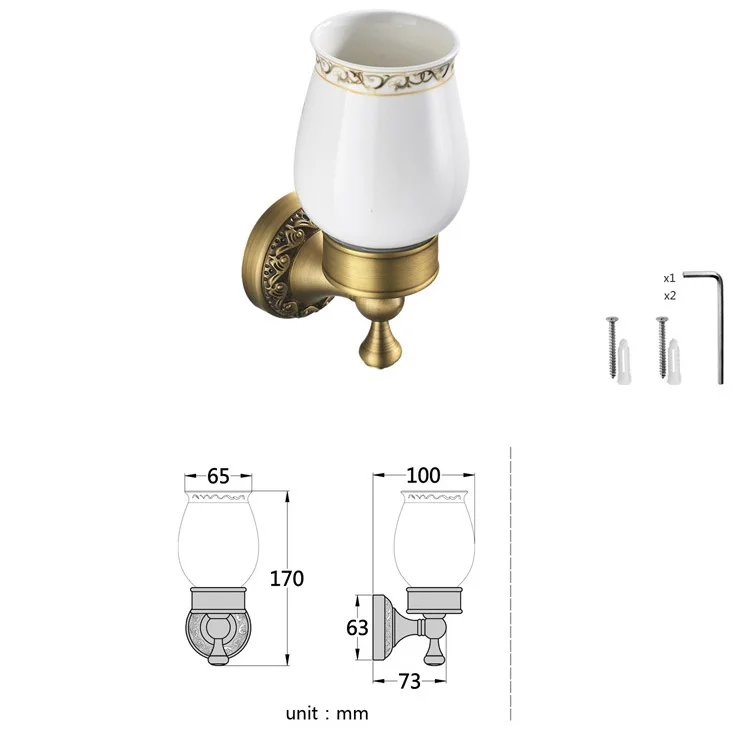Держатели для чашек и стаканов античная латунь настенная подставка для зубных щеток крепление одной керамическая чашка держатель Аксессуары для ванной комнаты