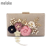 Meloke новые модные вечерние сумки ручной работы с цветами свадебные клатчи с жемчужной цепочкой вечерние сумки для женщин MN569