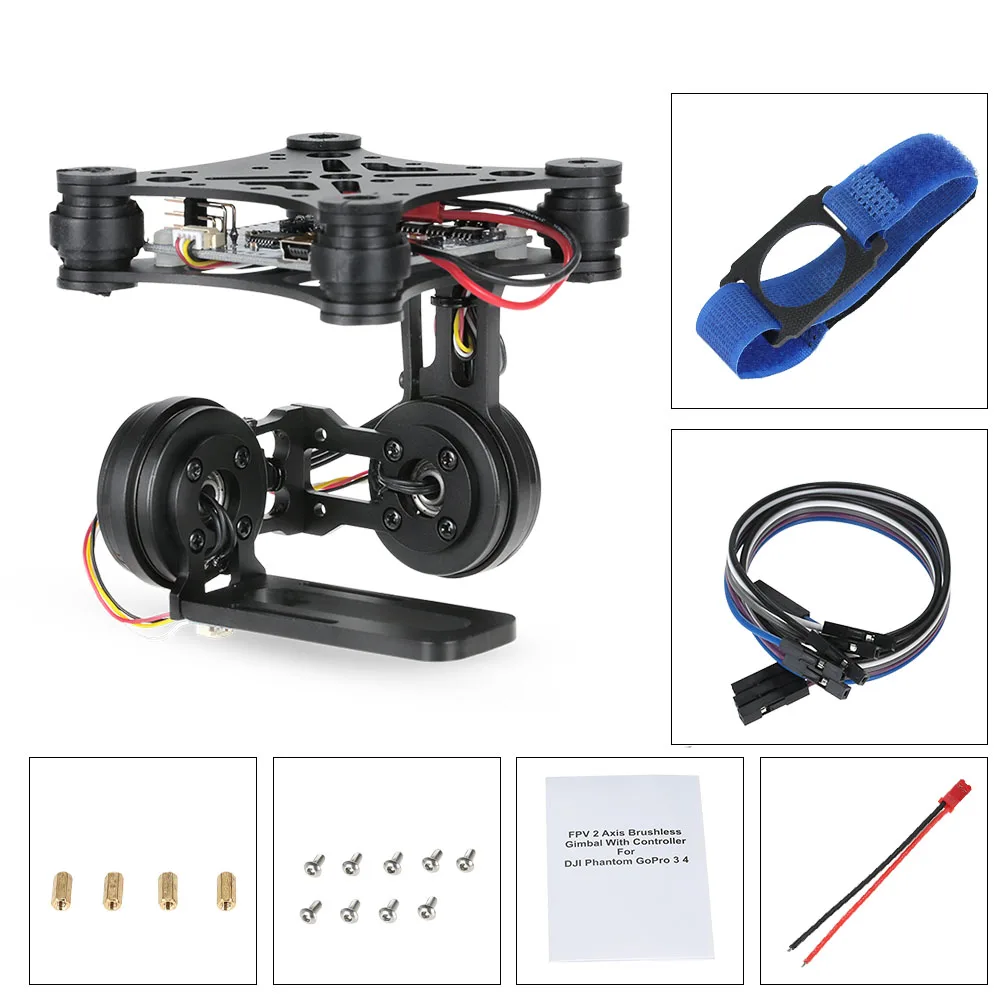 OCDAY 2 Axis Brushless Gimbal PTZ Control Panel For Gopro3 4 DJI Phantom 1 2 3 SJ4000 SJ5000 FPV Aerial Photography