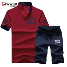 Весенне-летняя мужская футболка из двух частей, Повседневный хлопковый топ с модным принтом, с коротким рукавом, круглый вырез, свободный манжет, набор, Короткие футболки