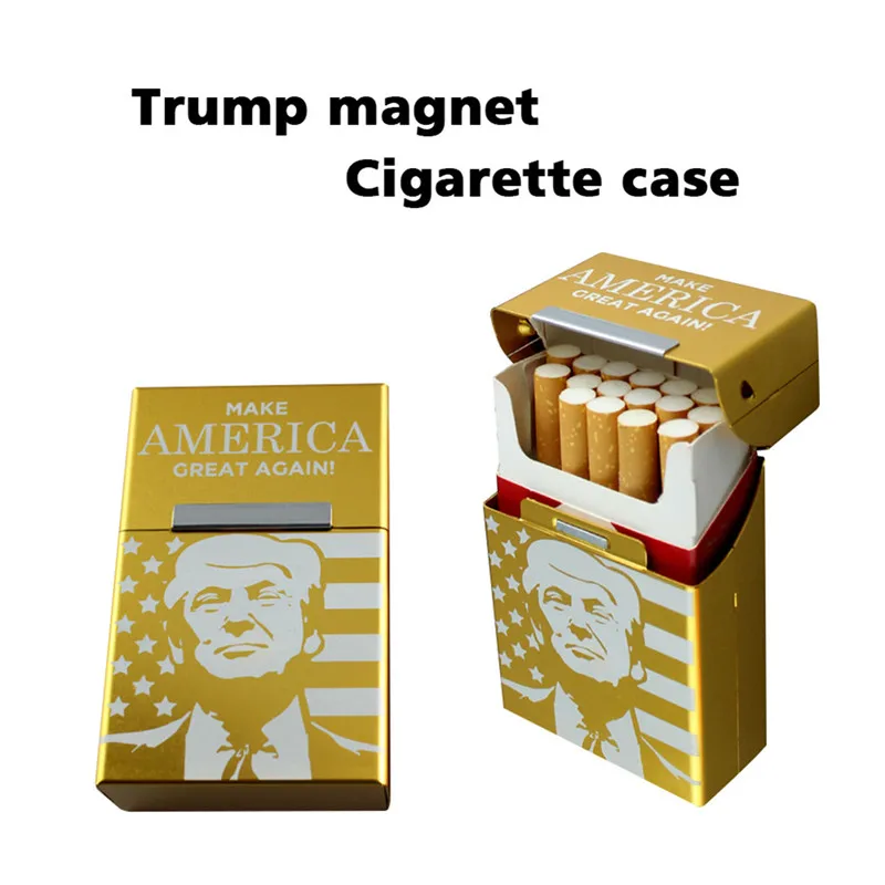

Cigarette Accessories Cigarette Boxes Flip cover magnet cigarette case Trump pattern Smoking Accessories