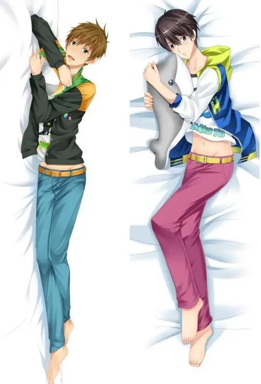 Japanese Anime Free! Makoto & Haruka Male BL Pillow Case cover Hug