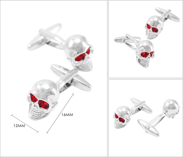 Савойши запонки для мужской рубашки бренд манжеты пуговицы Высокое качество Красный Кристалл Серебряный Череп Запонки Подарок на вечеринку в честь Хэллоуина ювелирные изделия