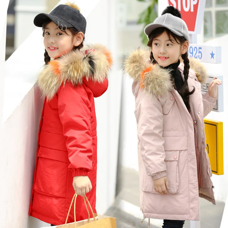 

OLEKID 2018 Winter Jacket For Girls Warm Thicken Hooded Long Girls Winter Coat 7-14 Years Kids Outerwear Winterjas Meisjes