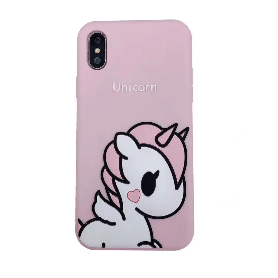 

For iphone X 6 6S plus 7 8 plus case cover pink unicorn 3d cartoon soft silicone protective shockproof phone bag Ritozcase