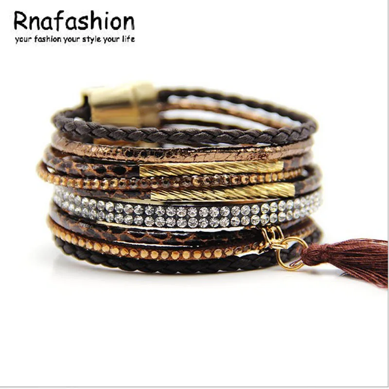 RNAFASHION Boho Для женщин Браслеты браслеты Винтаж богема кисточкой бусины браслет Мода милый браслет Браслеты