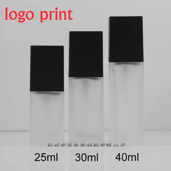 

50pcs/lot 25ml 30ml 40ml transparent frosted square bottle foundation liquid lotion bottle glass