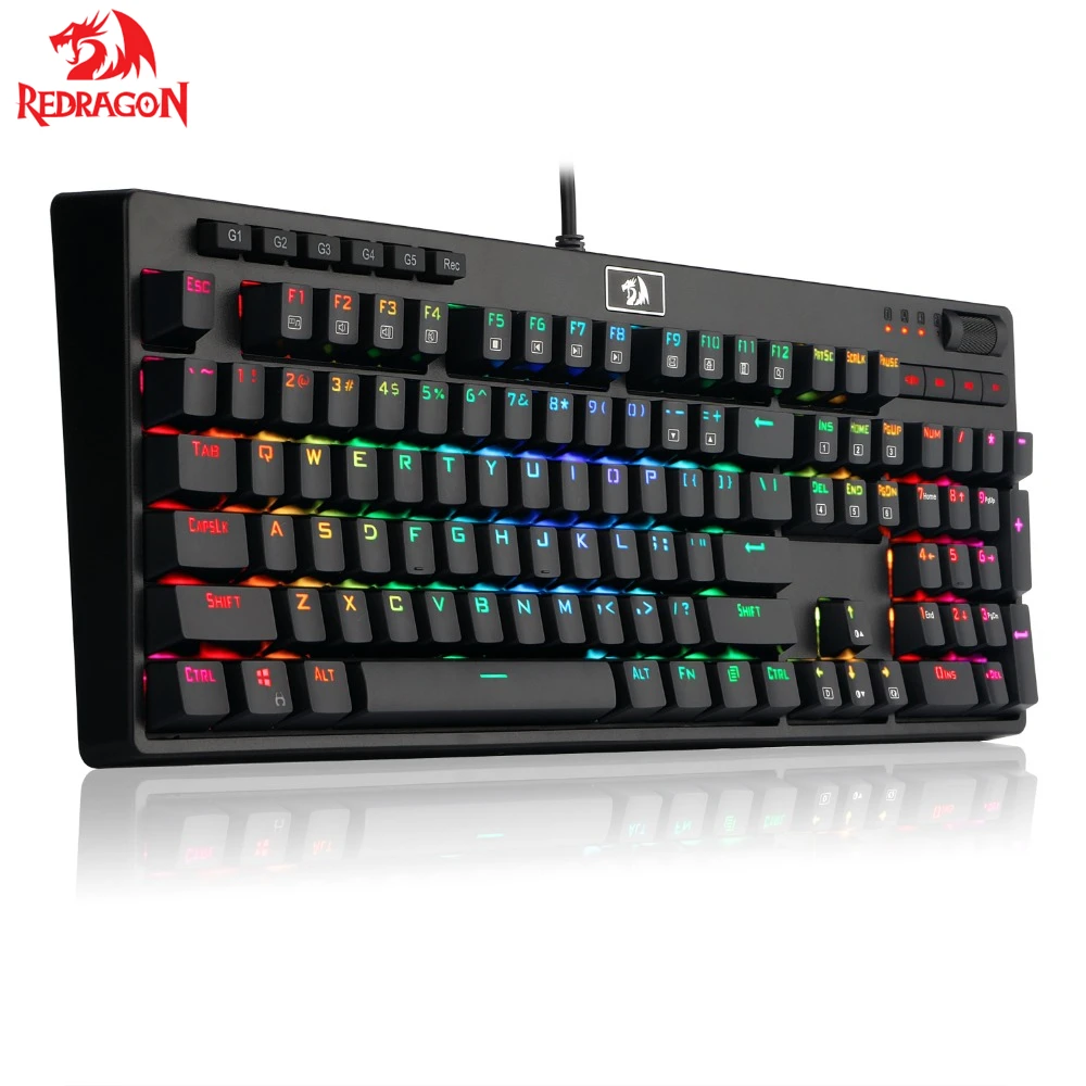 Redragon K579 новейшая Механическая игровая клавиатура RGB синий переключатель полный размер эргономичный дизайн с светодиодный подсветкой USB Проводная клавиша 104