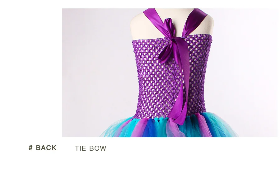 Peacock Feather Flower Girl Tulle Tutu Dress Pageant Wedding Halloween Costume Kids Birthday Party Purim Couture Dress (1)