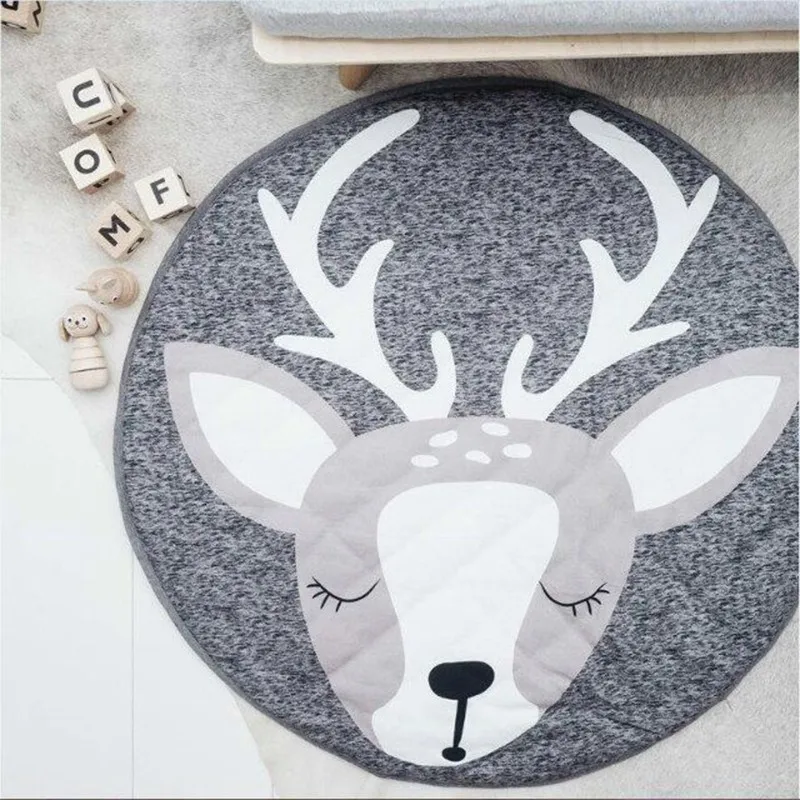 MOTOHOOD Baby Play Mats Cotton Gray Animal Elk Blanket  Pad Baby Infant Creeping Mat Playmat Baby Play Game Mat Room Decoration (3)