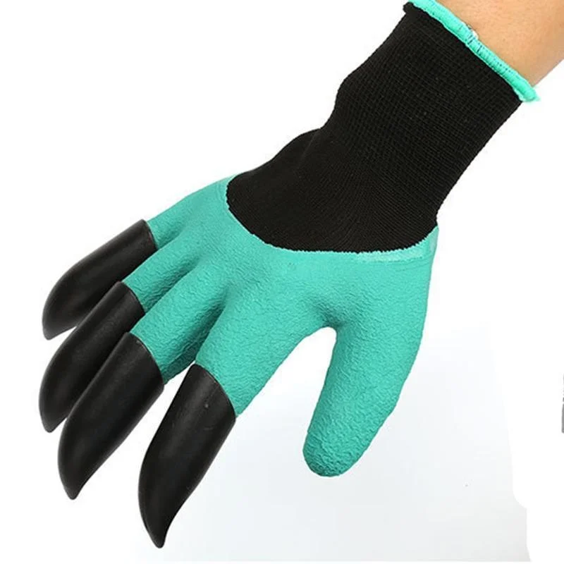 Image newcomdigi 1 Pair Rubber Polyester Builders Garden Digging   Planting Work Latex Gloves 4ABS Plastic Claws