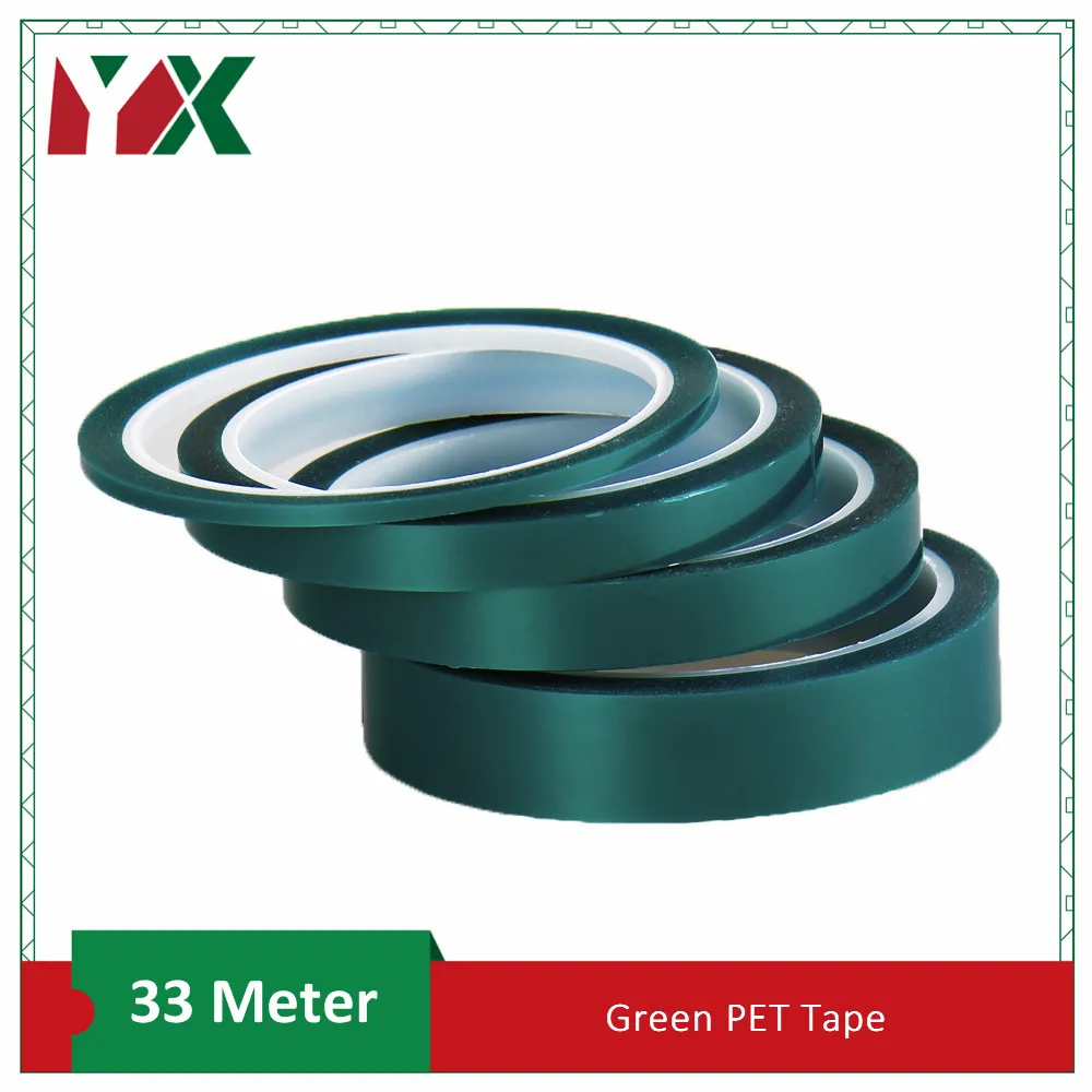 

2PCS 50mmx33M Green PET Tape High Temperature Heat Resistant Adhesive Polyester Tape Electroplating PCB Plating Protective Tape