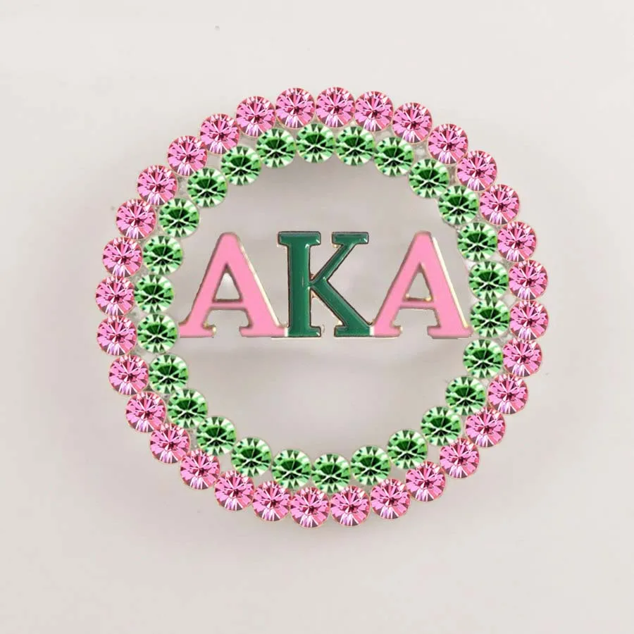 Прямая Новейшая Большая круглая брошь alphafappa Alpha Pearl - Окраска металла: pink W green stone