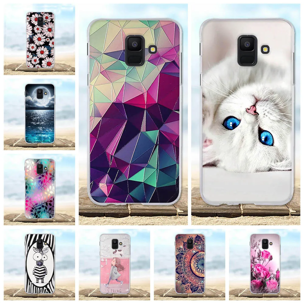 For Samsung Galaxy A6 2018 Case Silicone Luxury Cover Flower A600F A 6 Phone Cases | Мобильные телефоны и аксессуары