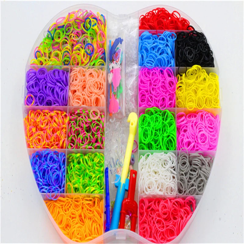 6000pcs Lacing Rubber Loom DIY Weaving Box elastic bands for weaving bracelets Braid set Handicraft Bracelet Kit Kids Toy