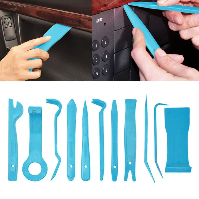 

Car Disassembly Tool 11Pcs Kit Open Door Audio GPS Car Panel Removal Tool Dash Moulding Trim Interior Exterior Light blue may4