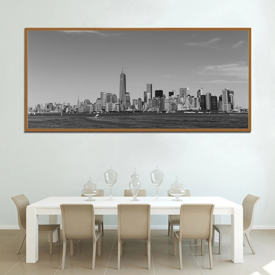 1 - City Night Landscape Wall Art Canvas Painting San Francisco Wall Pictures Modern Black and White Prints and Posters Decoration