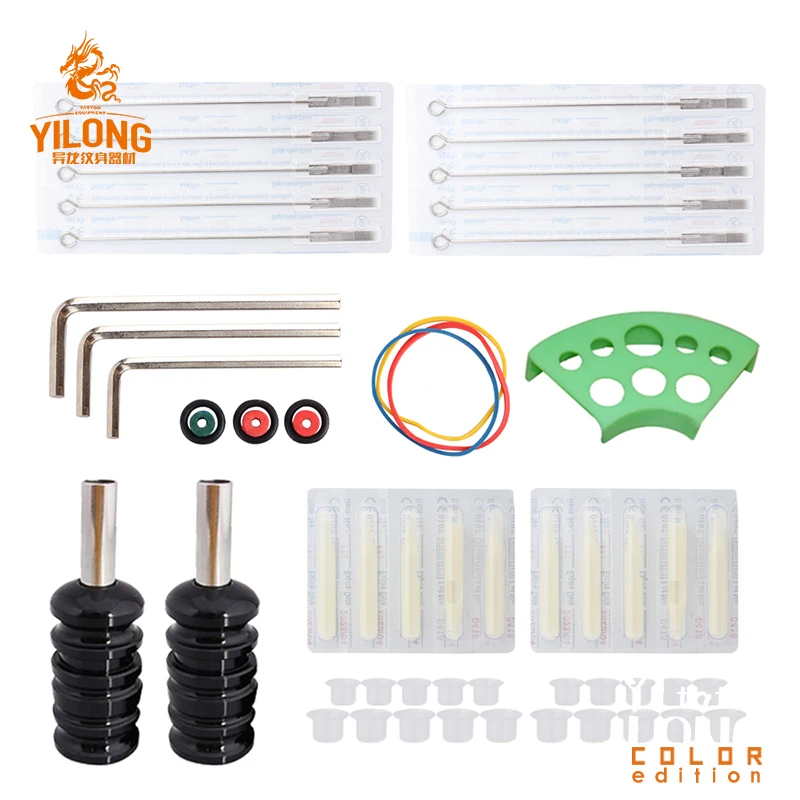 Beste Compleet Tattoo Machine Kit Set 2 Coils Guns Pigment Sets Power Tattoo Beginner Grips Kits Permanente Make Up