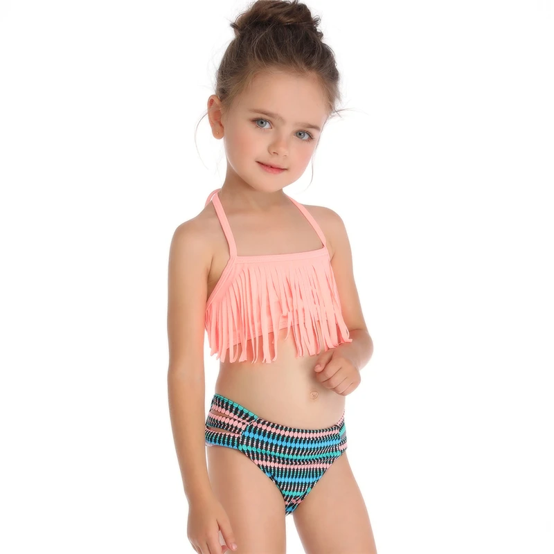 Mujer Tassel Swimsuit Sexy Bikini High Waist Swimsuits Floral Sling Striped Parent Child Bikini Set Biquinis Feminino Bikini 5
