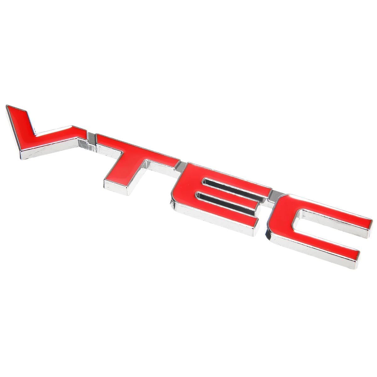 Car DIY Decoration 1pc 3D Full Metal Car Body Badge Sticker VTEC Logo Car Styling Emblem Decals for Honda Red+Silver