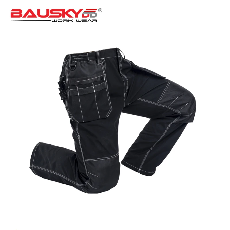 Черные рабочие штаны с наколенниками для рабочие брюки-карго мужские колени для работы; B129