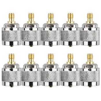 

Areyourshop 10 Pcs Adapter PL259 UHF Plug Male To SMA Female Jack RF Connector Straight PTFE Nickel