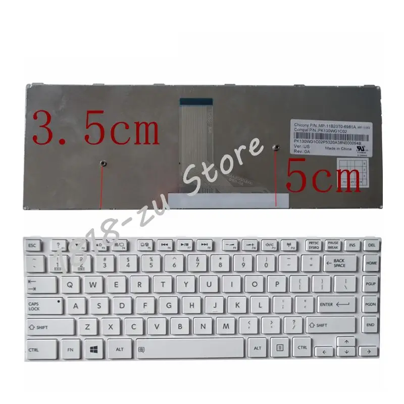 YALUZU US клавиатура для ноутбука TOSHIBA Satellite L40D-A C40-A C40D C40 S40-A C45 C45T на английском языке, с корпусом, белый