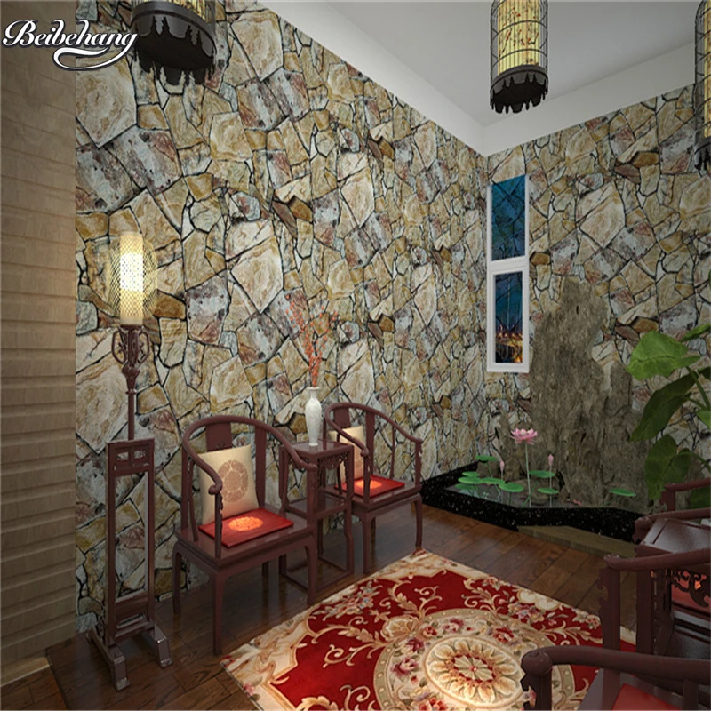 beibehang PVC imitation stone wallpaper special cultural hall backdrop hotel restaurant decoration | Обустройство дома