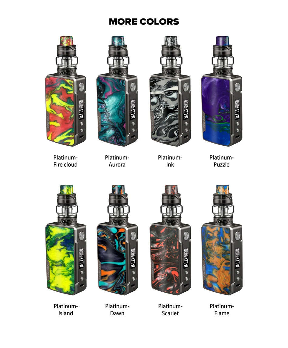 Новейший VOOPOO DRAG 2 комплект из платины с 5 мл Uforce T2 Танк Макс выход 177 Вт Двойной 18650 Батарейный блок мод электронная сигарета комплект